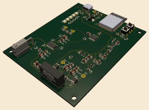 3D rendering of the assembled ADC board